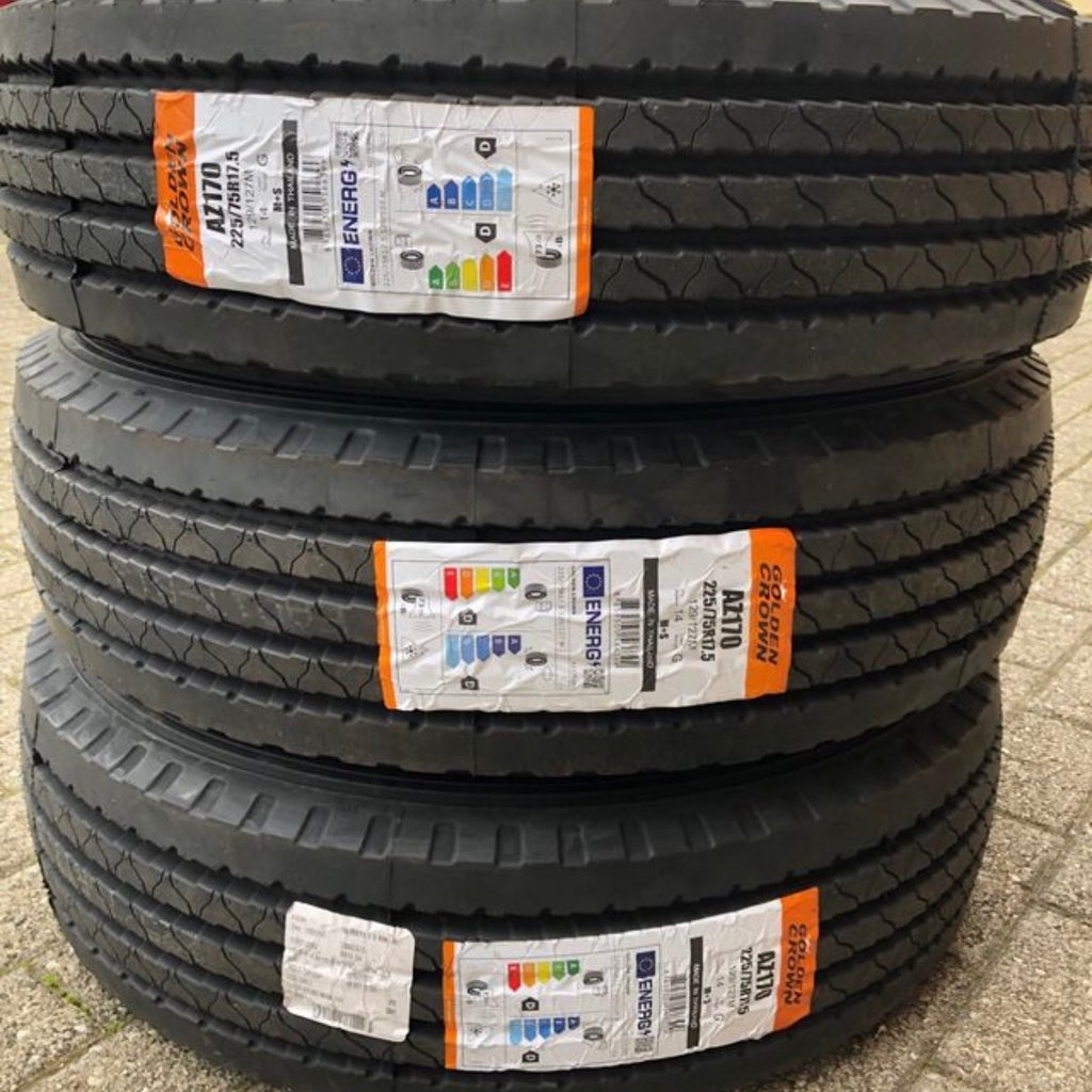 Stack pneumatici Golden Crown AZ170 con etichette
