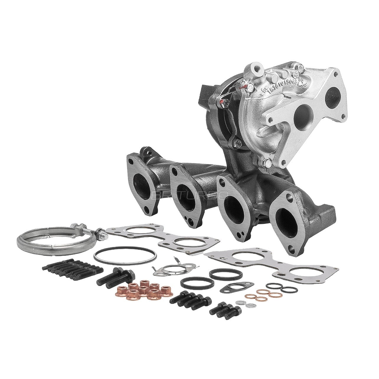 Kit BR Turbo Turbina BMW MINI - vista frontale con kit bulloneria e guarnizioni