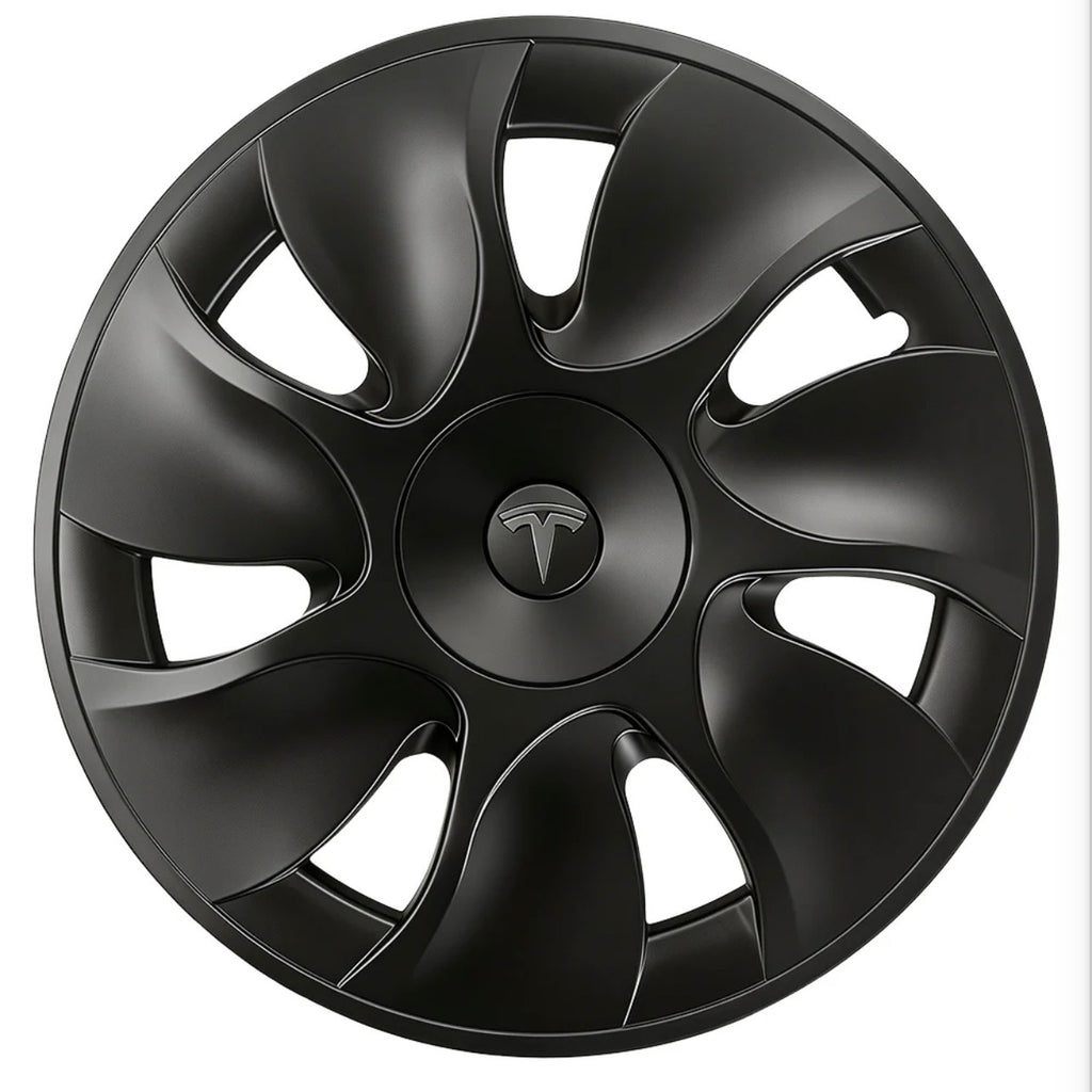 Copricerchio 18" Tesla Model Y Cyclone Style nero opaco – vista frontale