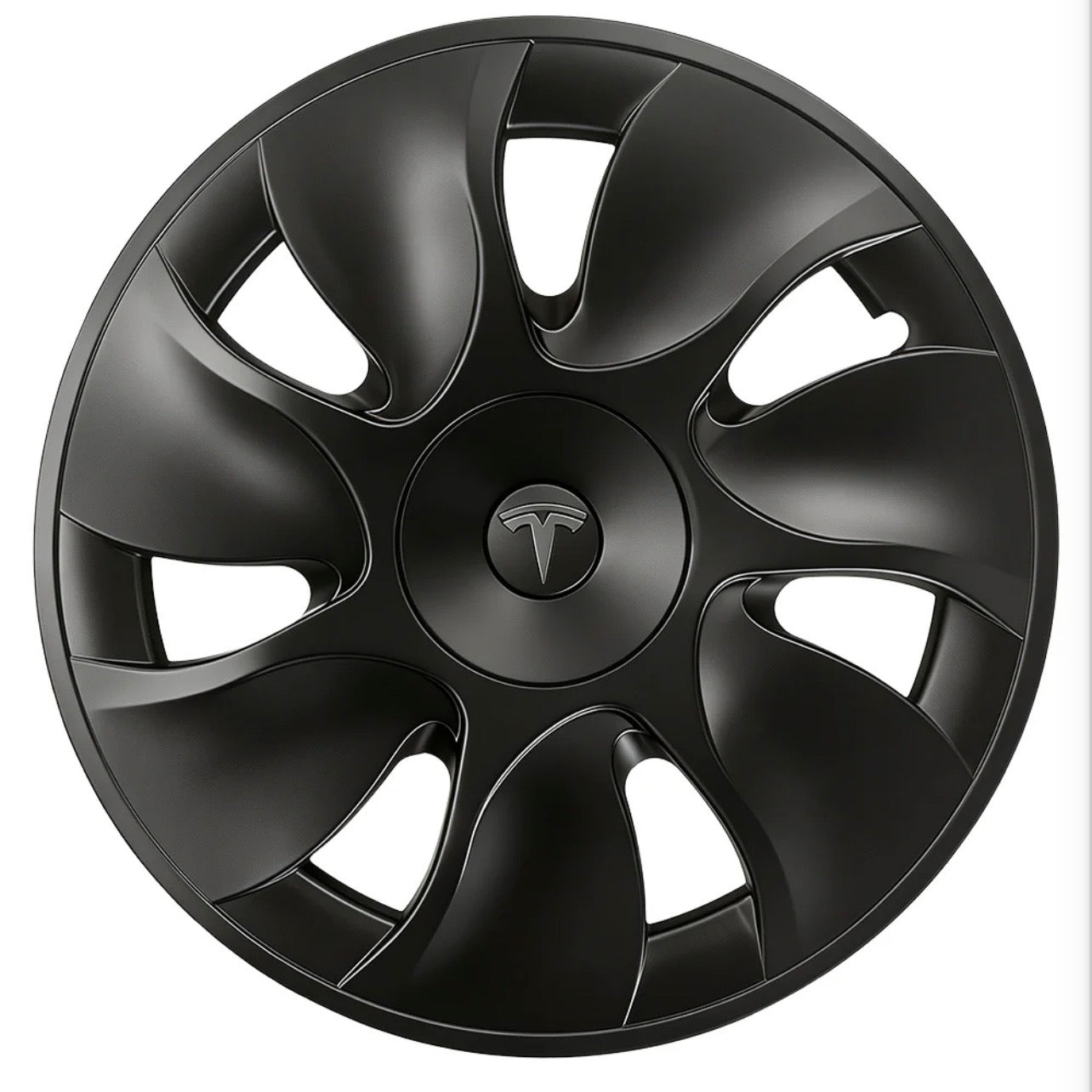 Copricerchio 18" Tesla Model Y Cyclone Style nero opaco – vista frontale
