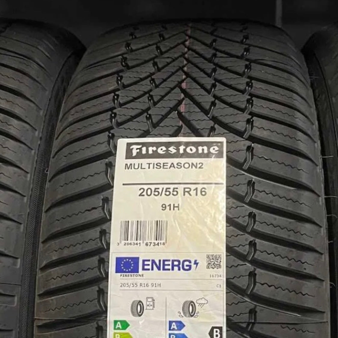 Etichetta Firestone Multiseason2 205/55R16 91H - EAN 3286341673418 classe A/B