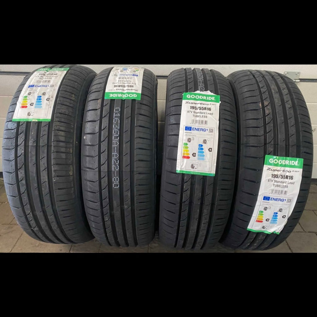 Set 4 pneumatici Goodride ZuperEco Z-107 195/55R16 87V - vista frontale con etichette